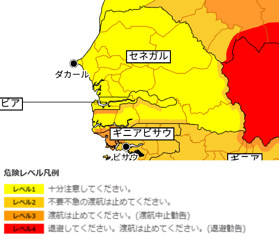 セネガルの治安マップ